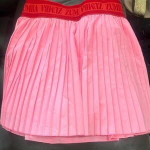 Zumba Fitness Red-Waistband Pink Pleated Mini Skirt
